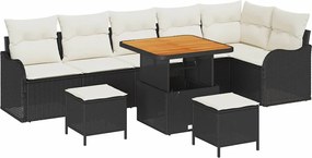 vidaXL Set de canapele pentru grădină cu pernă 9 pcs Negru și Crem