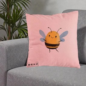 Perna Decorativa Buburuza pe Trifoi cu Patru Foi, 40x40 cm, Roz, Husa Detasabila, Perna Inclusa, BEKZ®