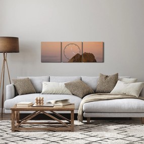 Tablou cuu apus de soare în stânci (cu ceas) (90x30 cm)