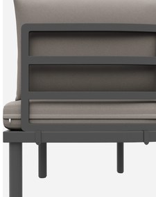 Set mobilier de grădină 5 locuri, 2 mese de cafea din sticlă securizată, perne și saltele confortabile, Gri