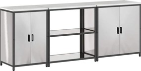 vidaXL Set de depozitare pentru bucătărie cu raft 3 pcs Argintiu