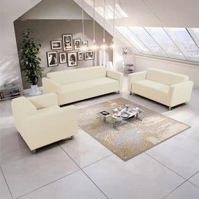 Canapea 3 locuri, piele ecologică bej, HOMKER