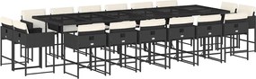 vidaXL Set mobilier de grădină cu perne, 17 piese, negru, poliratan