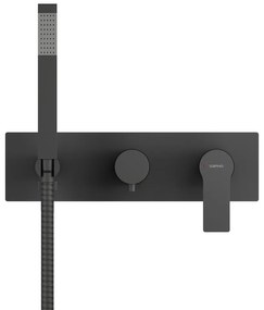 Baterie negru-mat pentru duș încastrată (2 ieșiri) Pax – Sapho