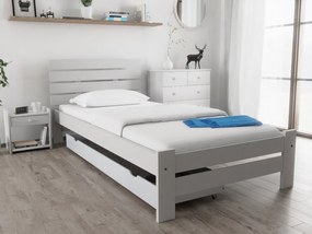 Pat inaltat PARIS 80x200 cm, alb Saltele: Cu saltele Coco Maxi 23 cm, Lamele de pat: Fără lamele
