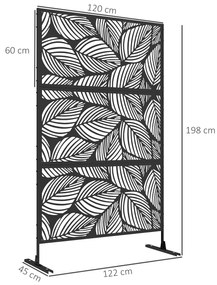 Outsunny Paravan pentru exterior cu suport si suruburi de expansiune, Separator din metal 6,5FT pentru exterior