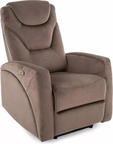 Fotoliu recliner KRONOS, stofa catifelata cappuccino - Bluvel 38, 79x9