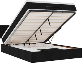 vidaXL Pat otoman cu saltea negru 140x190 cm stofa