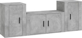 vidaXL Set dulapuri TV, 3 piese, gri beton, lemn prelucrat