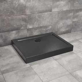 Cadita dus dreptunghiulara Radaway Doros D Compact Stone 120x100 cm acril negru