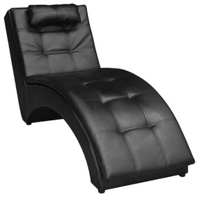 vidaXL Șezlong cu pernă, negru, piele ecologică
