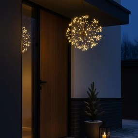 Lumină suspendată sferică de Crăciun neagră 40cm incl. LED cu temporizator IP44 - Nobu