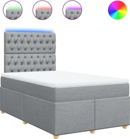 vidaXL Pat box spring cu saltea, gri deschis, 120x190 cm, textil
