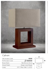 Veioza / Lampa de masa eleganta design decorativ Calven EU9000 SRT