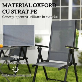 Outsunny Set de 4 Scaune Pliabile pentru Grădină cu Spătar și Șezut din Plasă, 56x69x106 cm, Gri | Aosom Romania
