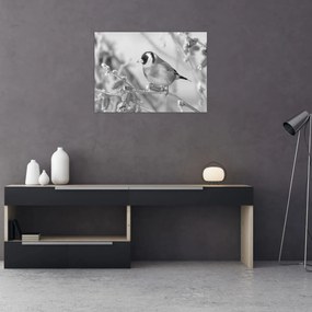Tablou pe sticlă - O pasăre în timpul iernii (70x50 cm)