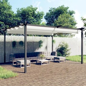 Pavilion gradina, acoperis retractabil, crem, 4x3 m Crem, 4 x 3 x 2.2 m