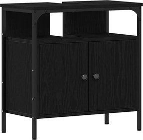 vidaXL Dulap pentru chiuvetă de baie stejar negru lemn prelucrat