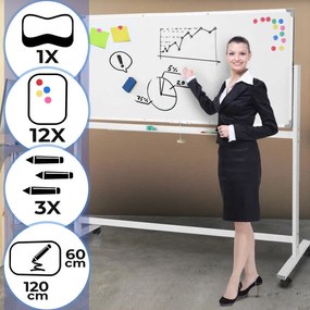 JAGO Tablă magnetică cu accesorii, 120 x 60 cm