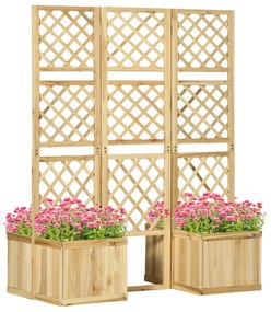 Outsunny Paravan pentru Grădină, triplu pliabil, 4 ghivece de flori, lemn masiv, culoare naturală, 133 x 62 x 165 cm | Aosom Romania