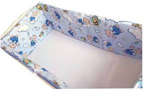 Aparatori laterale protectii laterale pat pufoase 120x60 cm h35cm Deseda Ursuleti cu albinute pe albastru