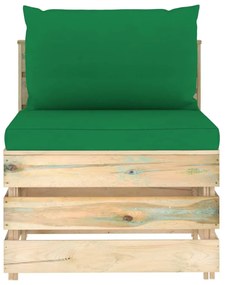 Set mobilier gradina cu perne, 12 piese, lemn verde tratat green and brown, 12