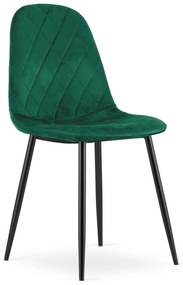 Scaun de masa din catifea Culoare verde cu picioare negre, ASTI