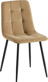 Scaun TED NEW, bej inchis/negru, stofa catifelata/metal, 46x54x88 cm