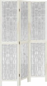 vidaXL Paravan cameră 3 panouri, alb, lemn masiv paulownia