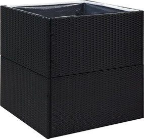 vidaXL Jardinieră de grădină, negru, 80x80x80 cm, poliratan