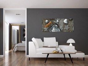 Tablou - decorațiuni argintii de Crăciun (120x50 cm)