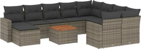 vidaXL Set canapele de grădină cu perne, 11 piese, gri, poliratan