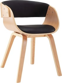 vidaXL Scaun de bucătărie, negru, lemn curbat și piele ecologică