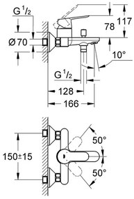 Set baterie lavoar, baterie cada si set de dus, crom lucios, Grohe BauEdge