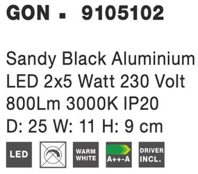 Aplica cu 2 spoturi LED directionabile Gon negru NVL-9105102