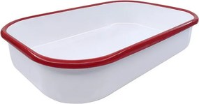 La mâna a doua: Tava de copt dreptundghiulara Oliver Voltz OV51222KS41, 41 cm, Otel emailat, Inductie, Alb/Rosu