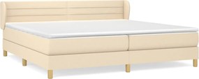 vidaXL Pat box spring cu saltea, crem, 200x200 cm, textil
