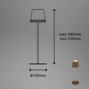 Brilo - Lampă de masă LED KIKI, reîncărcabilă, cu control tactil, 2,6W/5V, IP44, 2600 mAh, maro