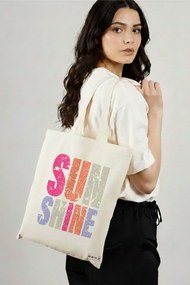 Sacosa de Panza pentru Cumparaturi, Geanta Tote, model Sunshine 38 x 34.5 cm, Alba, BEKZ®