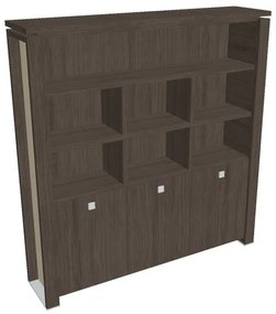 Dulap înalt Verno+ S 200 x 46 x 210 cm, cu rafturi, stejar antracit / vanilie