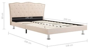 Cadru de pat, bej, 140 x 200 cm, material textil Bej, 140 x 200 cm, tesatura, nu
