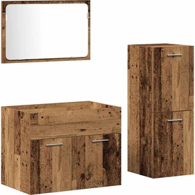 vidaXL Set de mobilier pentru baie 3 pcs Lemn Vechi Lemn compozit