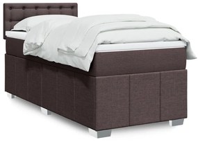 vidaXL Pat box spring cu saltea, maro închis, 80x200 cm, textil