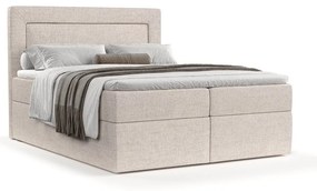 Pat boxspring bej cu spațiu de depozitare 200x200 cm Imagine – Maison de Rêve