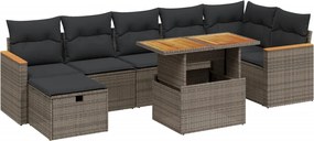 vidaXL Set canapele de grădină cu perne, 8 piese, gri, poliratan