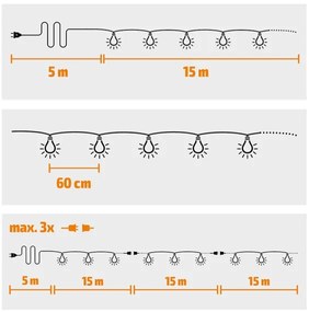 Lanț LED decorativ de exterior Brilagi GARLAND 25xE12 20m alb IP44 alb cald