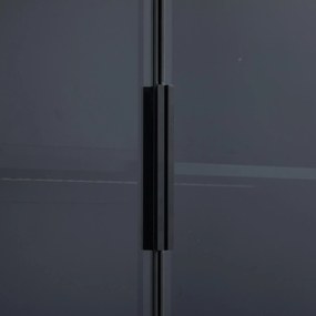 Vitrină modernă minimalistă cu uși din sticlă, lumini LED, 80x30x200 cm, Alb + Negru