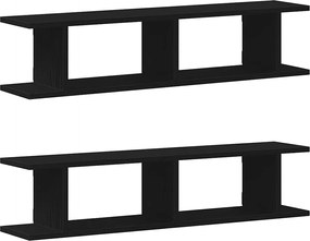 vidaXL Rafturi de perete 2 buc Stejar negru 90x18x20 cm Lemn prelucrat