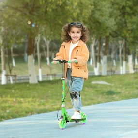 AIYAPLAY Trotinetă pentru Copii 3-8 Ani cu Roți Luminoase, Verde | Aosom Romania