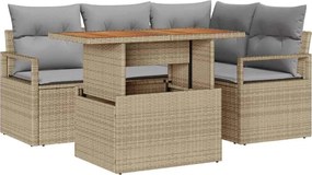 vidaXL Set de masă pentru grădină cu pernă 5 pcs Bej și gri